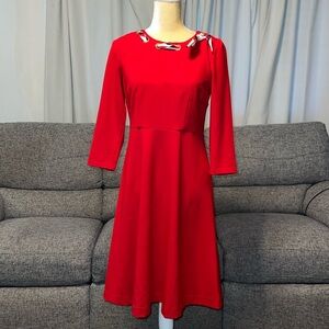 Talbots Red Midi Dress Size 2